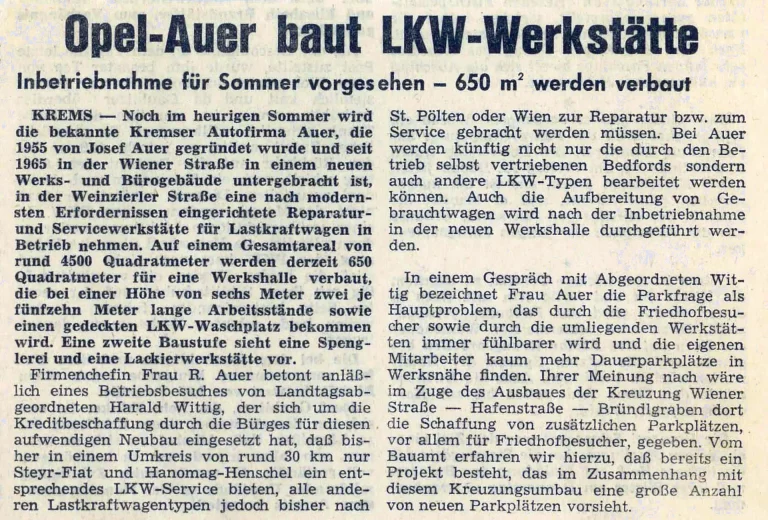 Zeitungsartikel Auer 1973