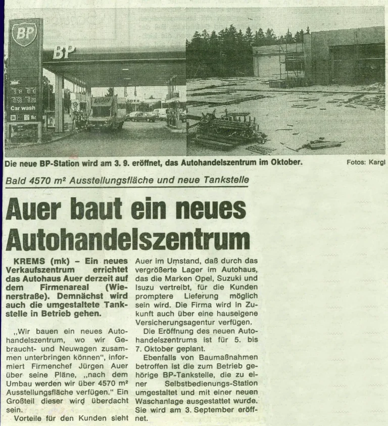 Zeitungsartikel Auer 1990